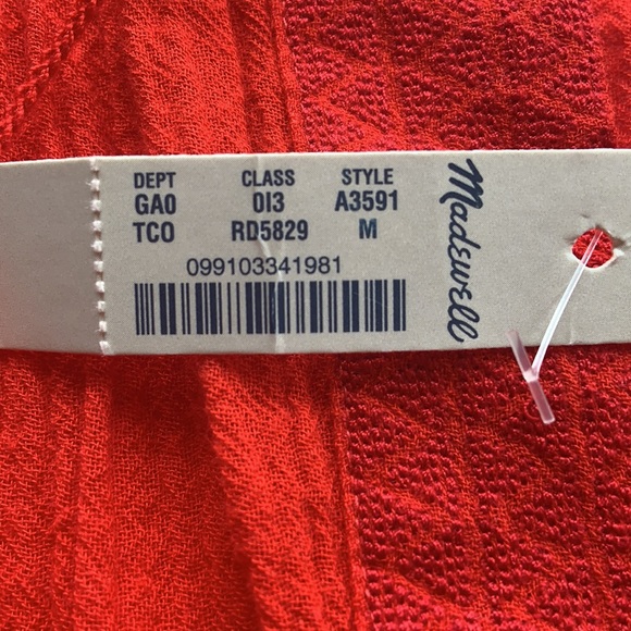 - Madewell red embroidered oversized boho top, NWT, sz M - Picture 6 of 6